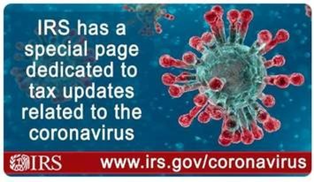 image of coronavirus with link to irs.gov/coronavirus